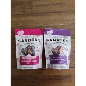 Sanders Raspberry Dark Chocolate & Milk Chocolate Sea Salt Caramels Hearts 7oz